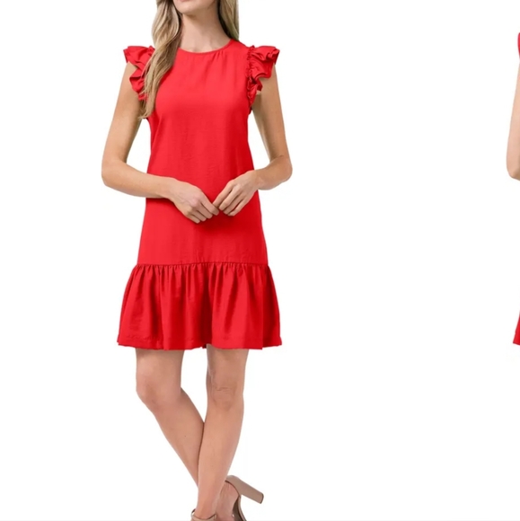 Cece Flutter Sleeve Ruffled Dress - Picture 1 of 10